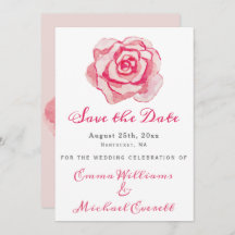 ピンクの水色のバラ – 結婚式日付カードを保存