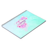 ピンクの水色のバレエ靴と牡丹と弓 ノートブック (左側)