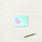 ピンクの水色のバレーシューズが弓と牡丹 ポストイット (デスク上)