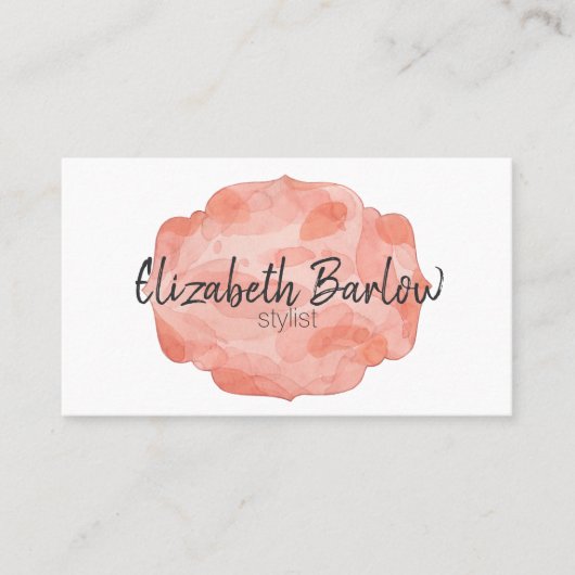 ピンクの水色のフェミニンカスタム文字 名刺 (正面)