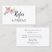 ピンクの水色のフローラが友達を参照 紹介カード (正面/裏面)