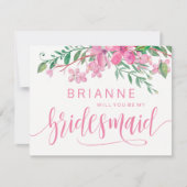 ピンクの水色のフローラは私の花嫁になる 招待状 (正面)