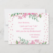 ピンクの水色のフローラは私の花嫁になる 招待状 (裏面)