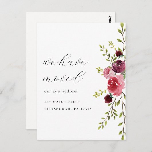 ピンクの水色のフローラアドレスの変更の移動 ポストカード (正面/裏面)