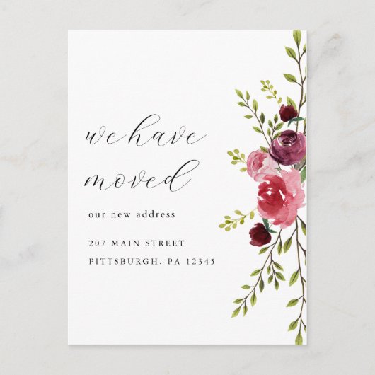 ピンクの水色のフローラアドレスの変更の移動 ポストカード (正面)