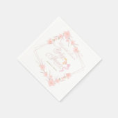ピンクの水色のフローラエレガントベビーシャワー スタンダードカクテルナプキン (角)