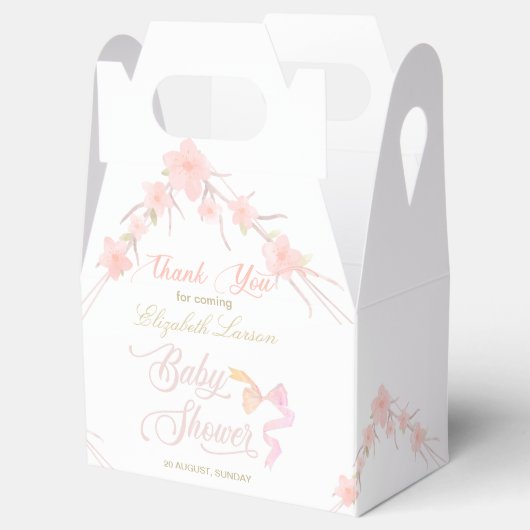 ピンクの水色のフローラエレガントベビーシャワー フェイバーボックス (オープン)