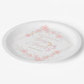 ピンクの水色のフローラエレガントベビーシャワー ペーパープレート (アングル)