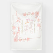 ピンクの水色のフローラエレガントベビーシャワー 横断幕 (縦)