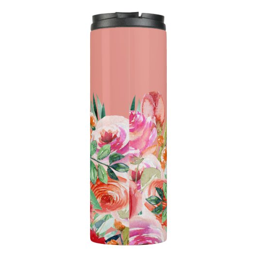 ピンクの水色のフローラカスタムブライドメイド名 タンブラー (裏面)