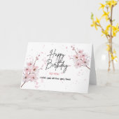 ピンクの水色のフローラハッピーバースデーの願い カード (黄色い花)