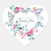 ピンクの水色のフローラ感謝していハートはハートスティック ハートシール (正面)