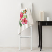 ピンクの水色のフローラ パーソナライズされた シェルパブランケット (インサイチュ)