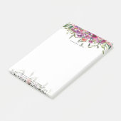 ピンクの水色のフローラ パーソナライズされた ポストイット (アングル)