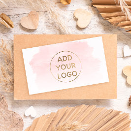 ピンクの水色のブラシストロークあなたのロゴをアップロード 名刺