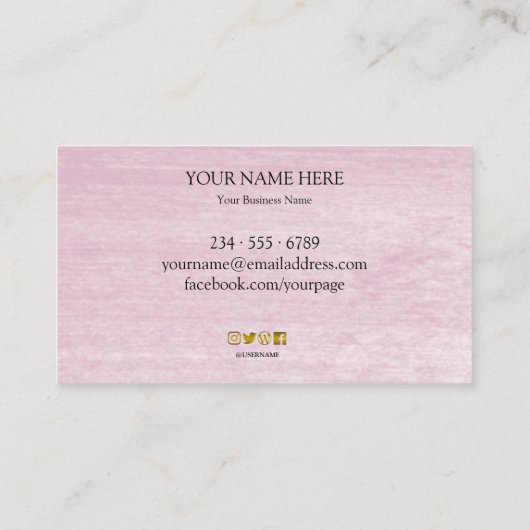 ピンクの水色のブラシストローク金ゴールドをロゴバジンに 名刺 (裏面)
