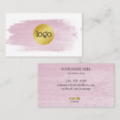 ピンクの水色のブラシストローク金ゴールド 名刺 (正面/裏面)