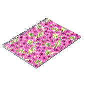 ピンクの水色のペチュニアの花柄 ノートブック (左側)