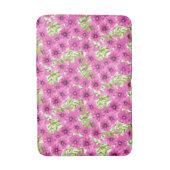 ピンクの水色のペチュニアの花柄 バスマット (正面縦)