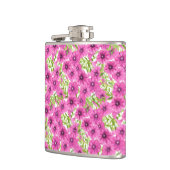 ピンクの水色のペチュニアの花柄 フラスク (左)