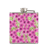 ピンクの水色のペチュニアの花柄 フラスク (裏面)