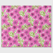 ピンクの水色のペチュニアの花柄 ラッピングペーパー (フラット)