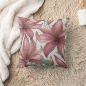 ピンクの水色のユリ花 クッション (ブランケット)