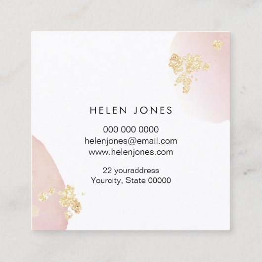 ピンクの水色のロゴ スクエア名刺 (裏面)