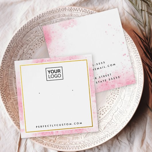 ピンクの水色のロ縁どゴイヤリングディスプレイカード