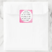 ピンクの水色の前向き確認シール スクエアシール (バッグ)