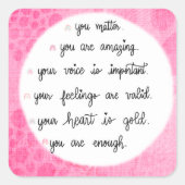 ピンクの水色の前向き確認シール スクエアシール (正面)