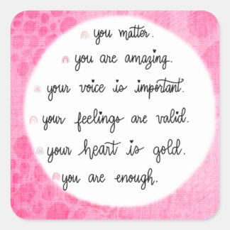 ピンクの水色の前向き確認シール スクエアシール