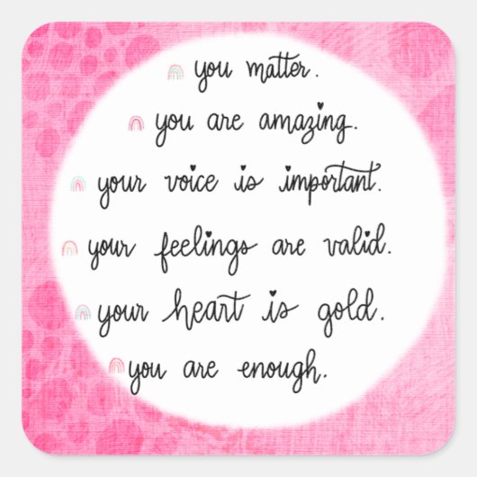 ピンクの水色の前向き確認シール スクエアシール (正面)