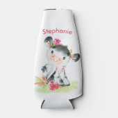 ピンクの水色の小さな牛 ボトルクーラー (正面)