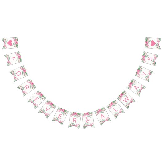 ピンクの水色の愛が永遠結婚に咲き続ける バンティングフラッグ (全)