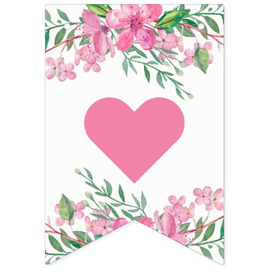 ピンクの水色の愛が永遠結婚に咲き続ける バンティングフラッグ (第1の旗)