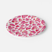 ピンクの水色の愛のハートパターン ペーパープレート (アングル)