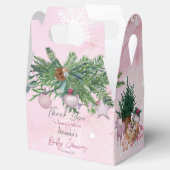 ピンクの水色の松の装飾の冬のベビーショウ フェイバーボックス (オープン)