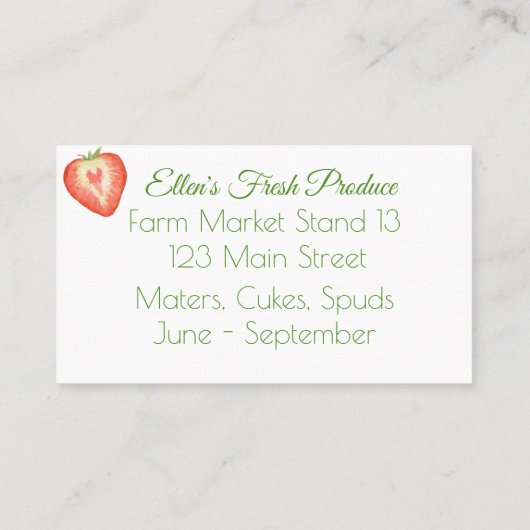 ピンクの水色の果物と花の花束 名刺 (裏面)