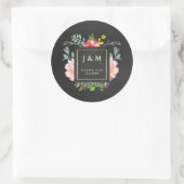 ピンクの水色の牡丹とSのためのチョーク結婚ボード ラウンドシール (バッグ)