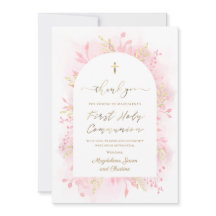 ピンクの水色の紅葉サンキューカード