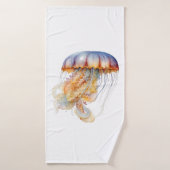 ピンクの水色の素晴らしいクラゲ バスタオル (バスタオル)