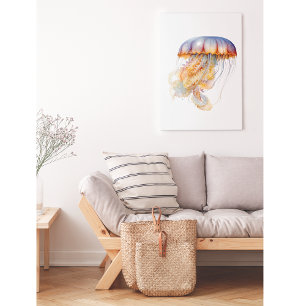 ピンクの水色の素晴らしいクラゲ メタルプリント