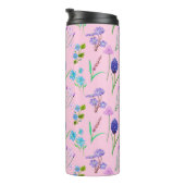 ピンクの水色の繊細な山花。カスタム. タンブラー (回転右)