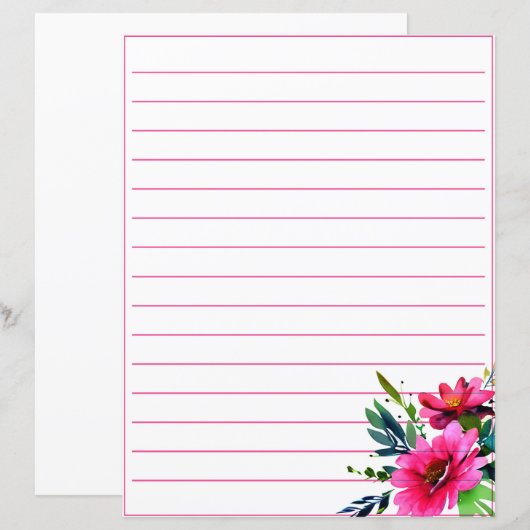 ピンクの水色の花が並んだ (正面/裏面)