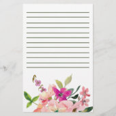 ピンクの水色の花が並パーソナライズされたんだ 便箋 (裏面)