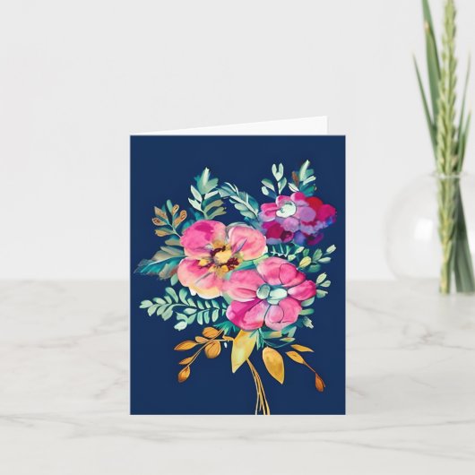 ピンクの水色の花のカスタマイズ カード (正面)