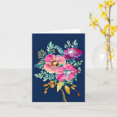 ピンクの水色の花のカスタマイズ カード (黄色い花)