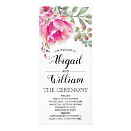 ピンクの水色の花のフローラ結婚式プログラム ラックカード