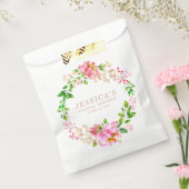 ピンクの水色の花のブライダルシャワーカスタム フェイバーバッグ (封をした状態)